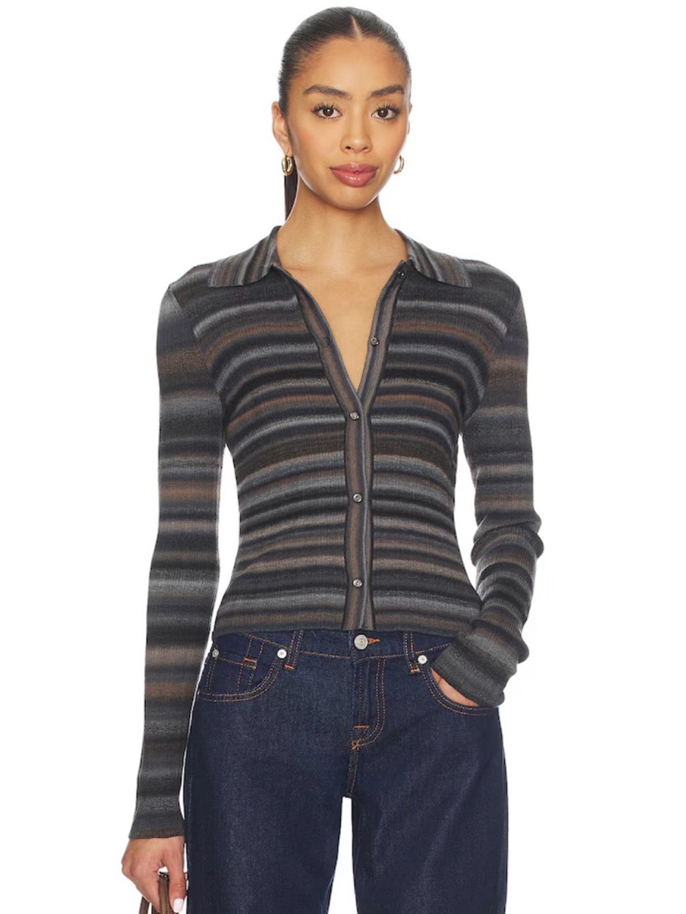 NWT Re/Done Ribbed Polo Cardigan